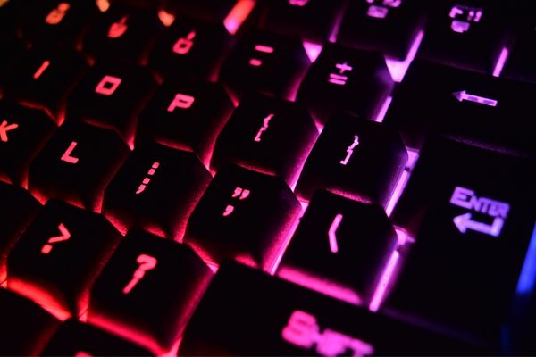 light up neon multicolored computer keyboard