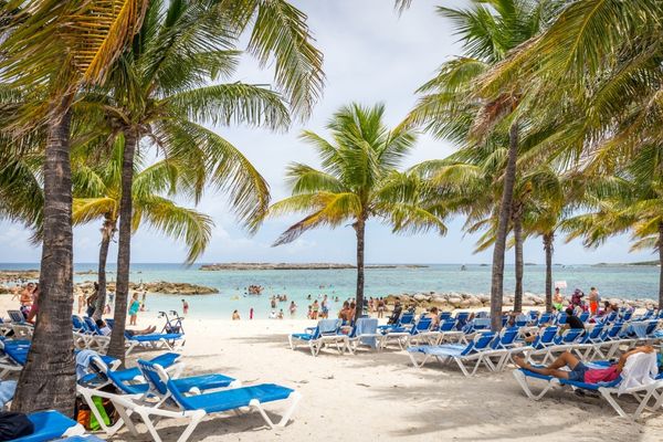 nurses lounging at the beach in Bahamas