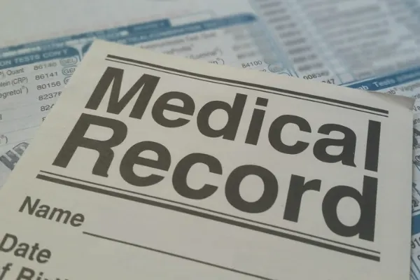 A image with a paperwork indicating medical record