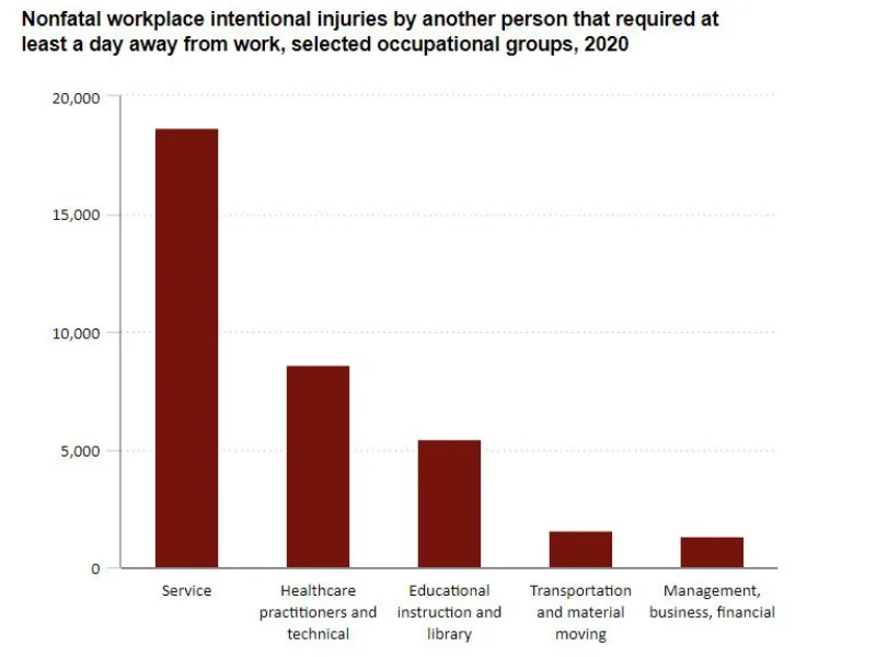Nonfatal workplace intentional injuries in 2020  graph