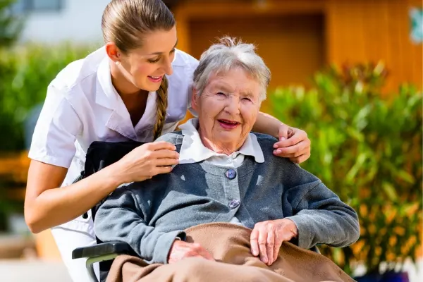 A elderly patient with a nurse