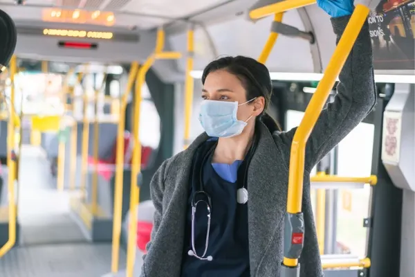A travel nurse going to job during pandemic